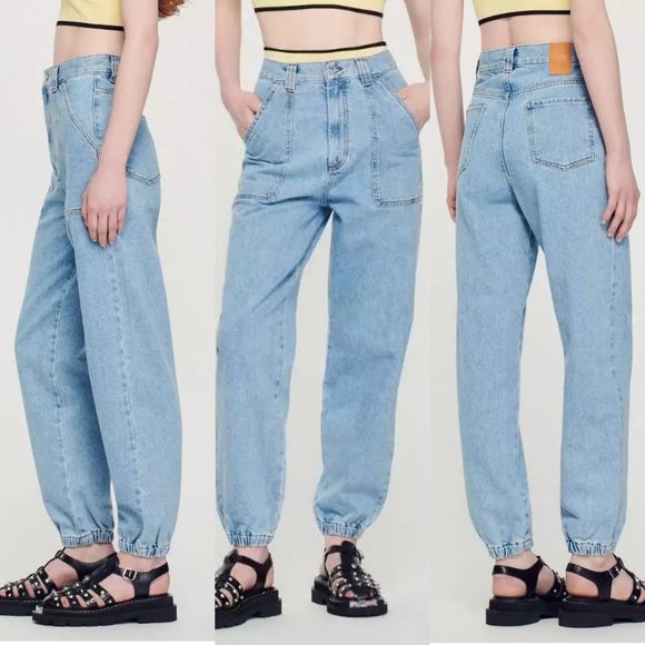 Sandro Melvin high waist jogger jeans in light blue FINAL PRICE - Picture 1 of 12